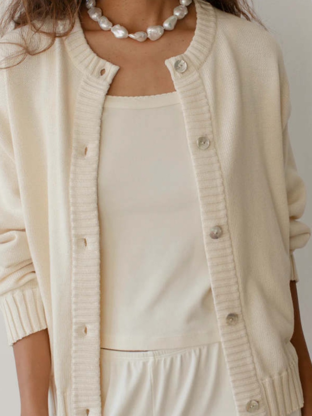 DONNI The Cotton Knit Cardigan in Crème - Picture 3 of 5